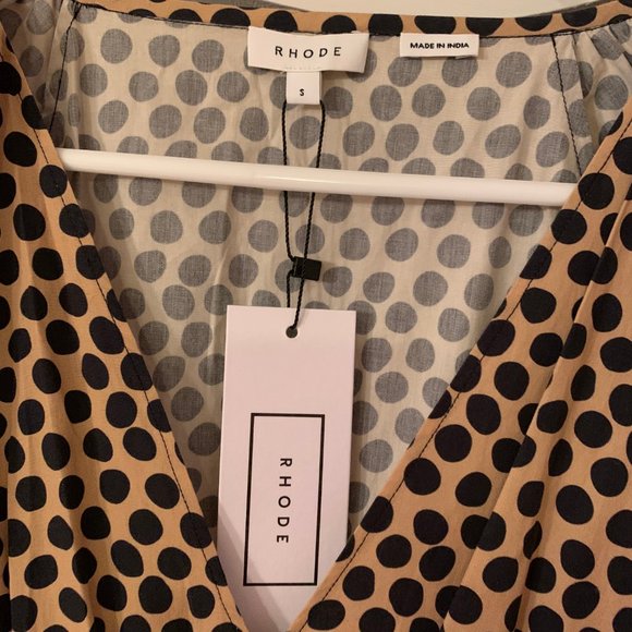 NWT Rhode Resort Anya Shirred Polka-Dot Dress - Picture 8 of 8